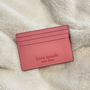 kate spade pink leather wallet maddison small slim card holder
